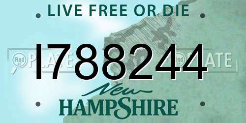 I788244 New Hampshire License Plate