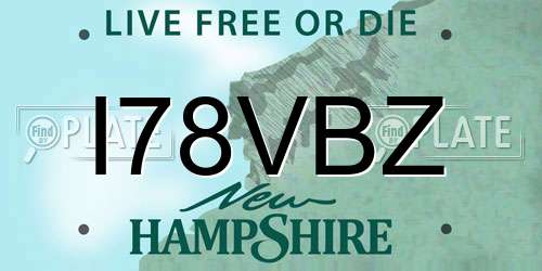 I78VBZ New Hampshire License Plate