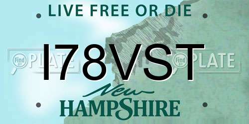 I78VST New Hampshire License Plate