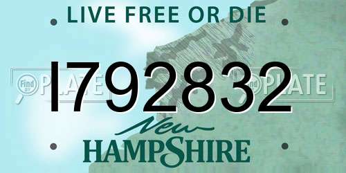 I792832 New Hampshire License Plate
