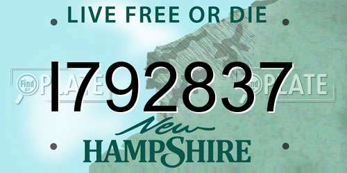 I792837 New Hampshire License Plate