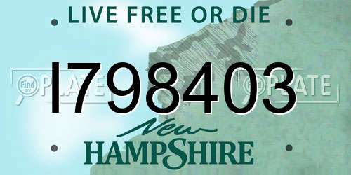 I798403 New Hampshire License Plate
