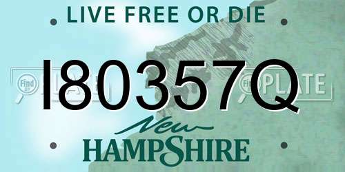 I80357Q New Hampshire License Plate