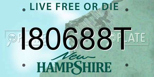 I80688T New Hampshire License Plate