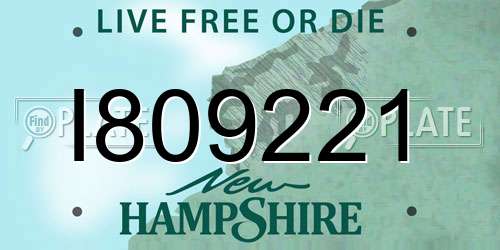 I809221 New Hampshire License Plate