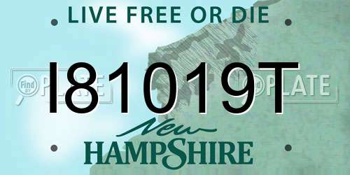 I81019T New Hampshire License Plate