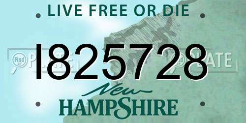I825728 New Hampshire License Plate