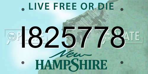 I825778 New Hampshire License Plate