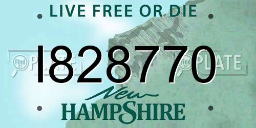 I828770 New Hampshire License Plate