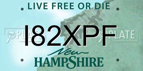 I82XPF New Hampshire License Plate