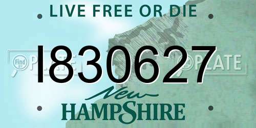 I830627 New Hampshire License Plate