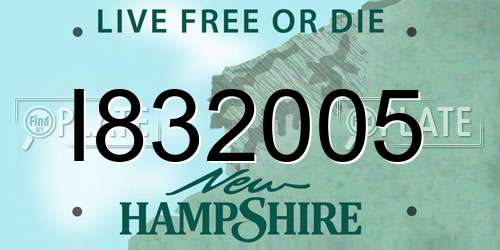 I832005 New Hampshire License Plate
