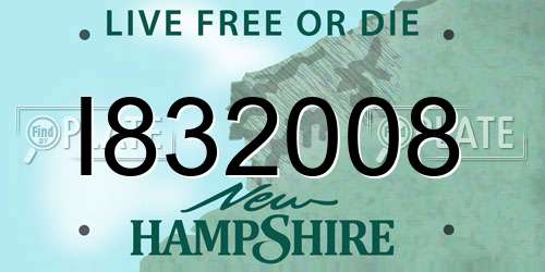 I832008 New Hampshire License Plate