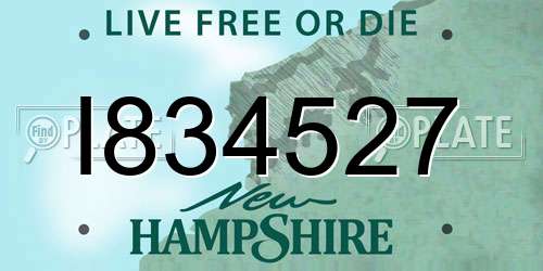 I834527 New Hampshire License Plate