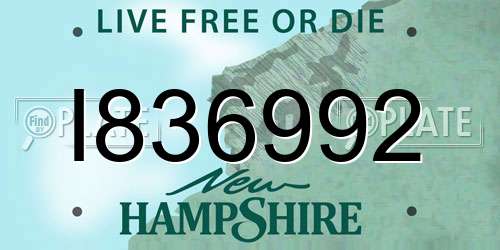 I836992 New Hampshire License Plate