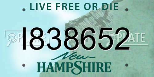 I838652 New Hampshire License Plate