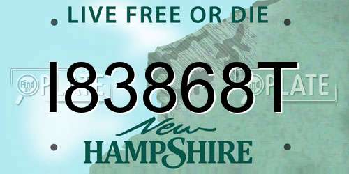 I83868T New Hampshire License Plate