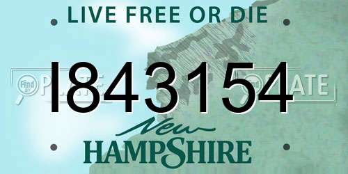 I843154 New Hampshire License Plate