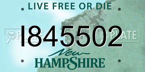 I845502 New Hampshire License Plate