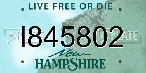 I845802 New Hampshire License Plate