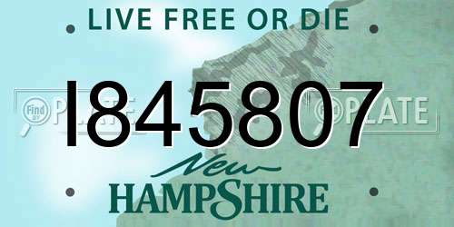 I845807 New Hampshire License Plate