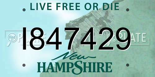 I847429 New Hampshire License Plate