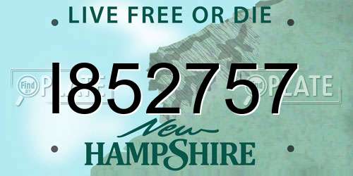 I852757 New Hampshire License Plate