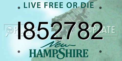 I852782 New Hampshire License Plate
