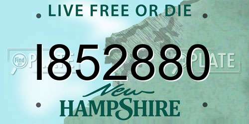 I852880 New Hampshire License Plate