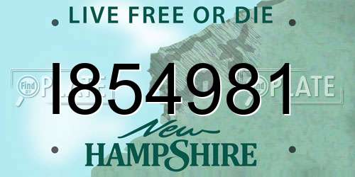 I854981 New Hampshire License Plate
