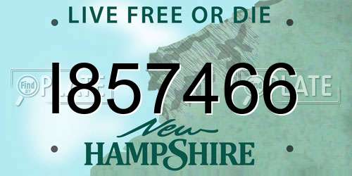I857466 New Hampshire License Plate
