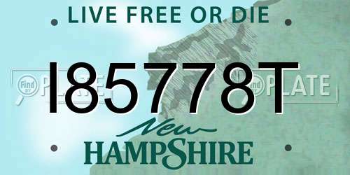 I85778T New Hampshire License Plate