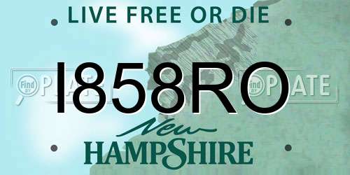 I858RO New Hampshire License Plate