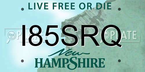 I85SRQ New Hampshire License Plate