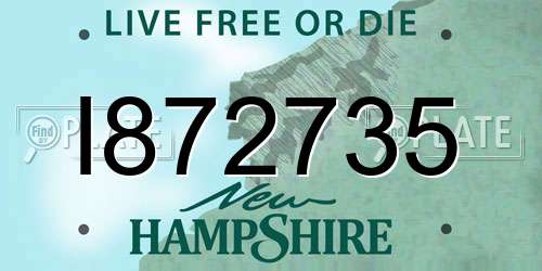 I872735 New Hampshire License Plate