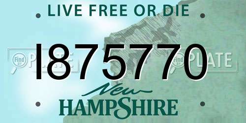I875770 New Hampshire License Plate