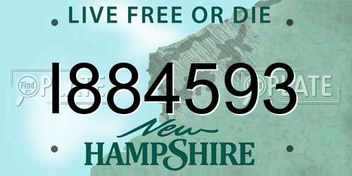 I884593 New Hampshire License Plate