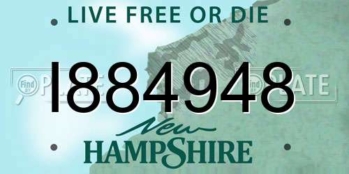 I884948 New Hampshire License Plate