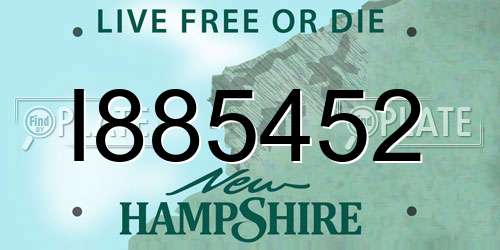 I885452 New Hampshire License Plate
