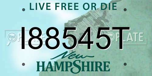 I88545T New Hampshire License Plate