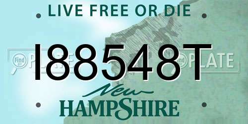 I88548T New Hampshire License Plate