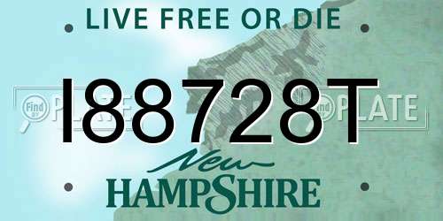 I88728T New Hampshire License Plate