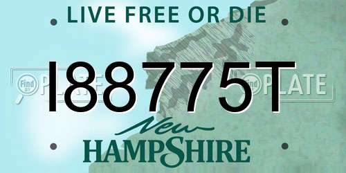 I88775T New Hampshire License Plate