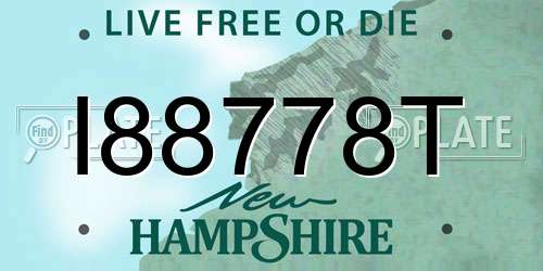 I88778T New Hampshire License Plate