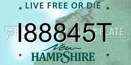 I88845T New Hampshire License Plate