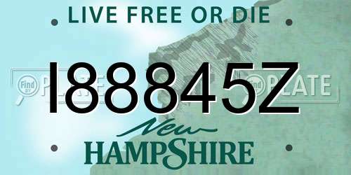 I88845Z New Hampshire License Plate
