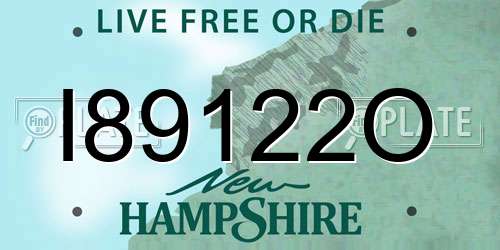 I89122O New Hampshire License Plate