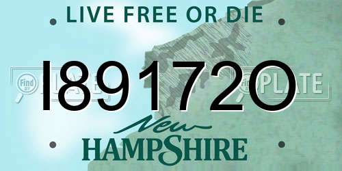 I89172O New Hampshire License Plate