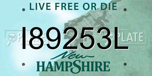 I89253L New Hampshire License Plate