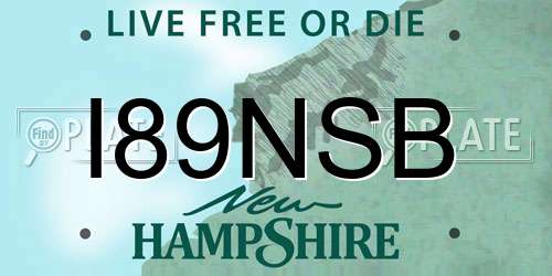 I89NSB New Hampshire License Plate